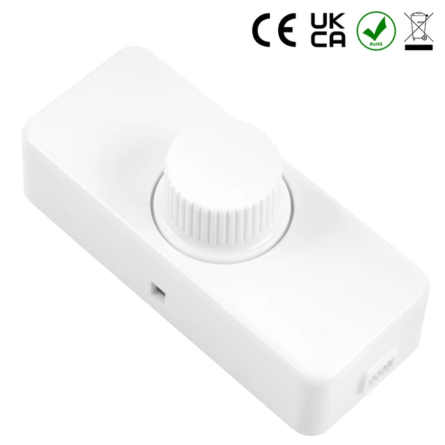 Adjustable LED Dimmer 220V Lights Switch Lighting Control 220V-240V 100W Wall Mounted Button Dimmer Switch Controller Against white