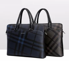 Мужская модная клетчатая сумка для ноутбука, кожаная водонепроницаемая сумка, высокое качество, мужская сумка через плечо, сумка-мессенджер, деловой портфель