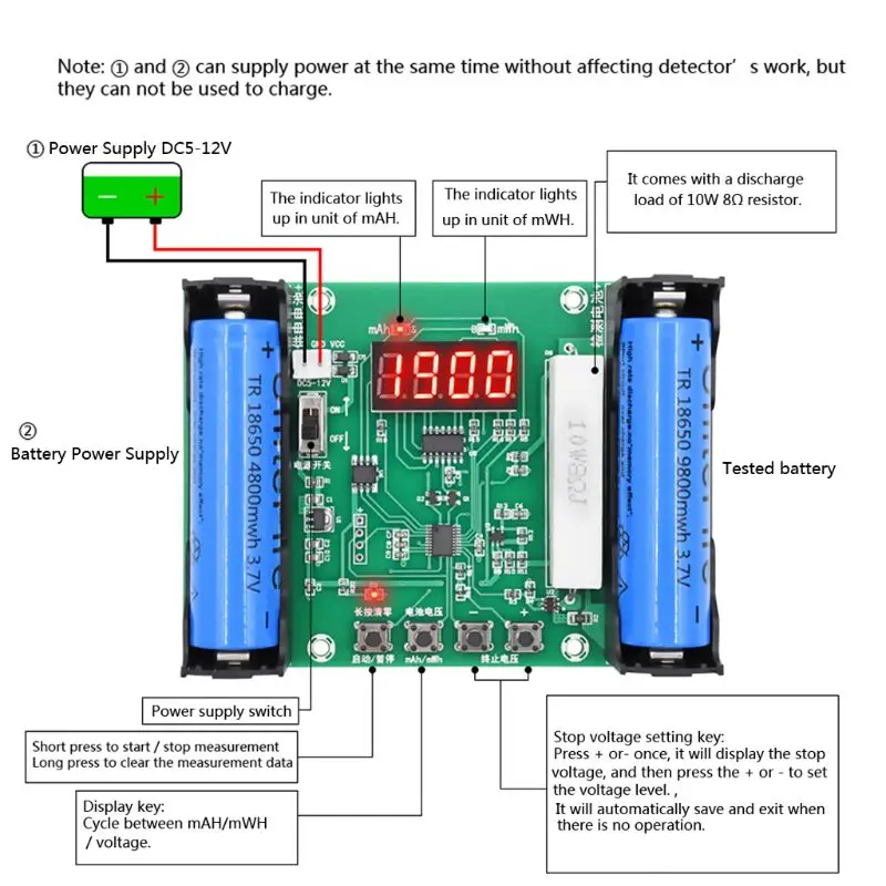 XH-M240 Battery Capacity Tester for 18650 Lithium Discharge Energy Testing Meter