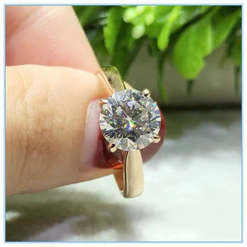 

Pure 18K Yellow Gold Ring classic 4 claws VVS1 Excellent Round Cut Moissanite jewelry Ring Test Positive