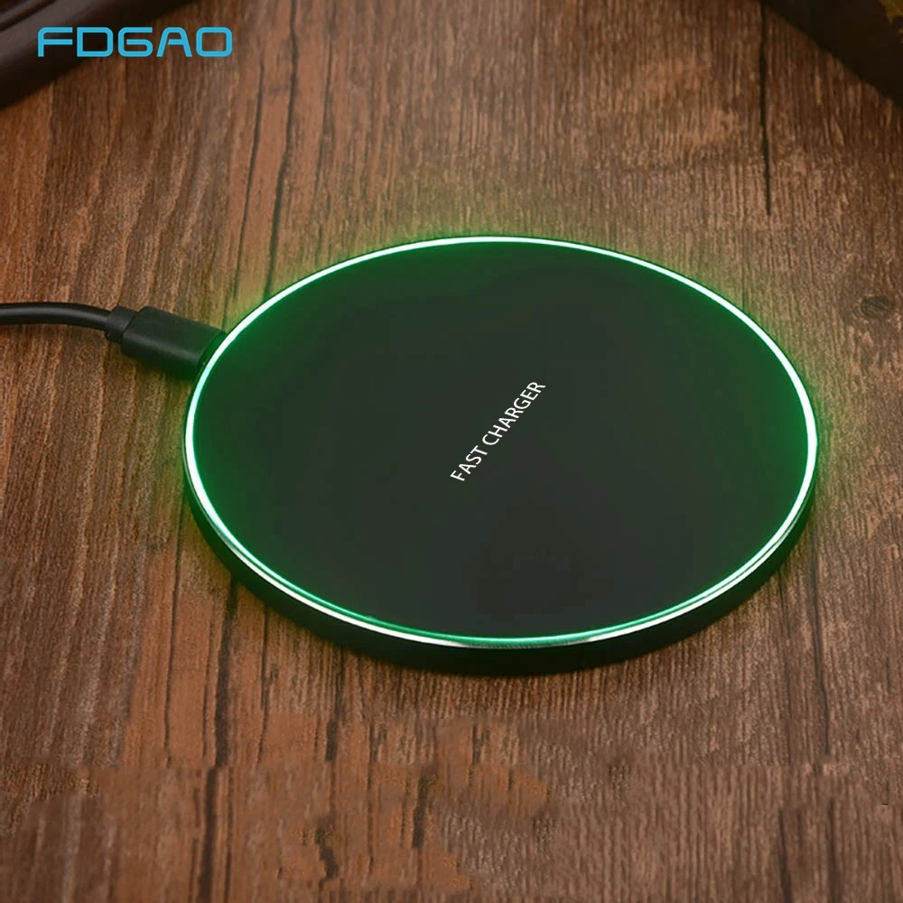 

FDGAO 15W Wireless Charger for iPhone X XS XR 8 Plus USB Type C 10W Qi Fast Charging Pad For Samsung S10 S9 S8 Note 10 9 AirPods