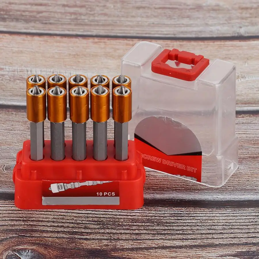 bit set 10pcs Single Head Magnetic Screwdriver Bits 65mm Long Power Drill Attachment Tool tornavida seti