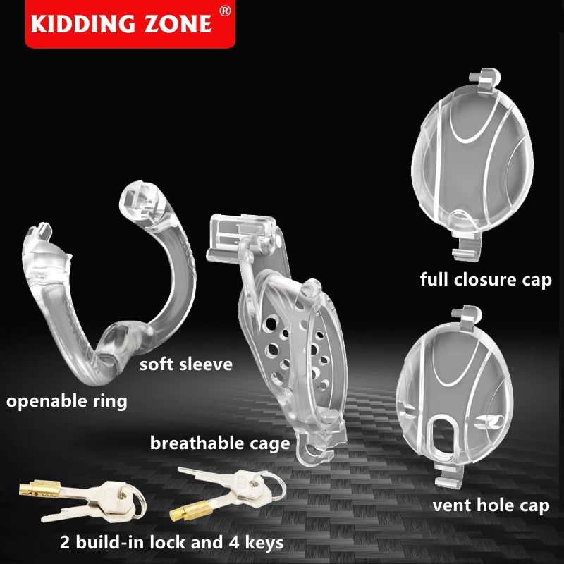 

New Arrival Openable Ring Quick Disassemble Cap Flip Design Male Cock Cage With 4 Penis Ring Chastity Device Sex Toy A510-1