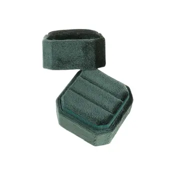 

Velvet Double Ring Box Octagon Wedding Ceremony Ring Box with Detachable Lid