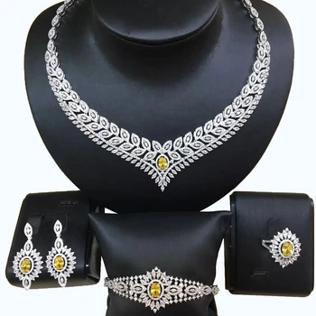 

GODKI DUBAI 4pcs Bridal Zirconia Necklace Sets For Women Wedding Jewelry set Flower LEAF Nigeria CZ Crystal Wedding Jewelry Sets