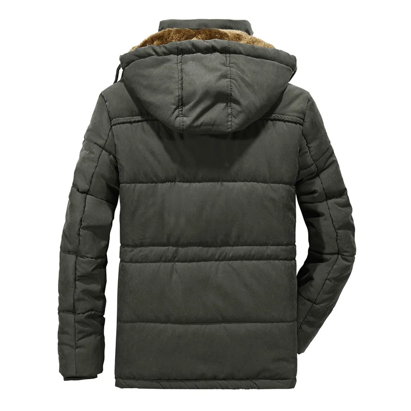 Размера плюс 8XL зимняя куртка пальто Для мужчин шерстяная подкладка-30 градусов с капюшоном на хлопковой подкладке, парка с хлопковой подкладкой, Для мужчин ветрозащитный карман