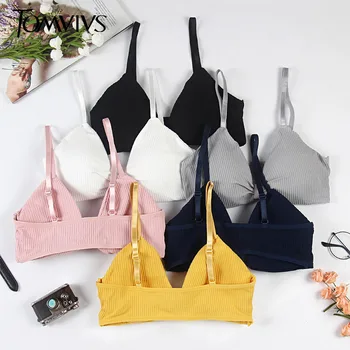 

TOMVIVS Cotton Solid Sexy Lingerie Soft Bras Hot Tank Top Female Lace Strap Wrapped Chest Shirt Lingerie Push Up women bra B0145