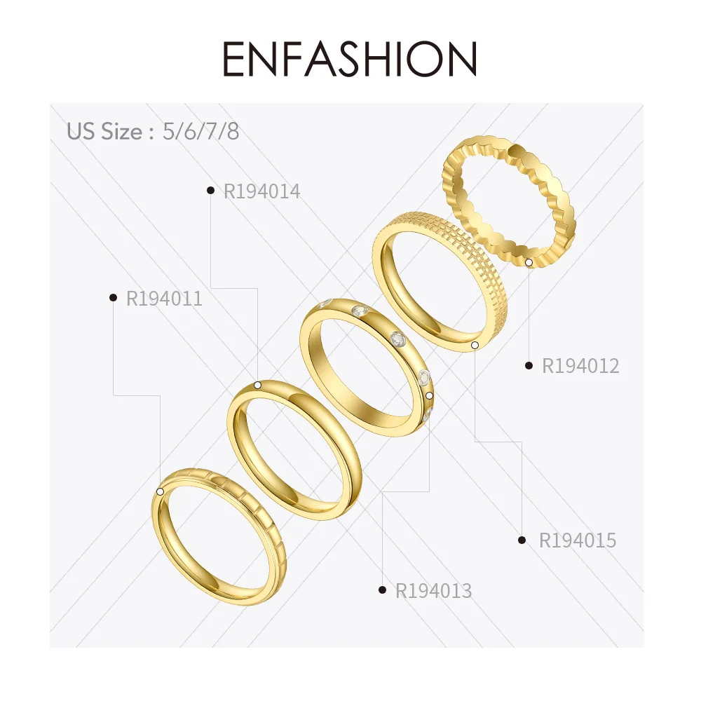 ENFASHION, многослойные кольца для женщин, нержавеющая сталь, золотой цвет, кольцо на палец, модное ювелирное изделие,, Anillos Mujer R4011