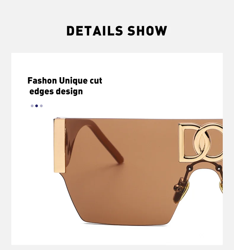 Rimless One Piece Square Sunglasses Women Frameless Flat Top Sun Glasses Men Luxury Brand Designer Silver Mirror Shades Eyewear