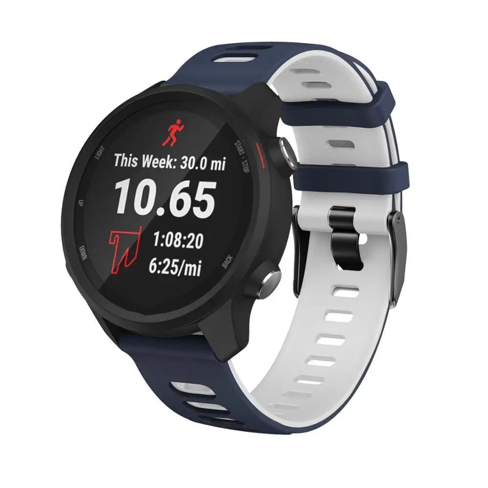 

20mm 22mm Silicone Strap with Black Buckle Two-color for Garmin Forerunner 245 Smart Watch For Galaxy watch 42mm High Quality