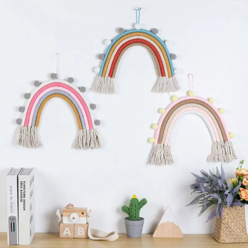 

Nordic Simple Home Decoration Accessories Rainbow Weaving Handmade Pendant X5XE