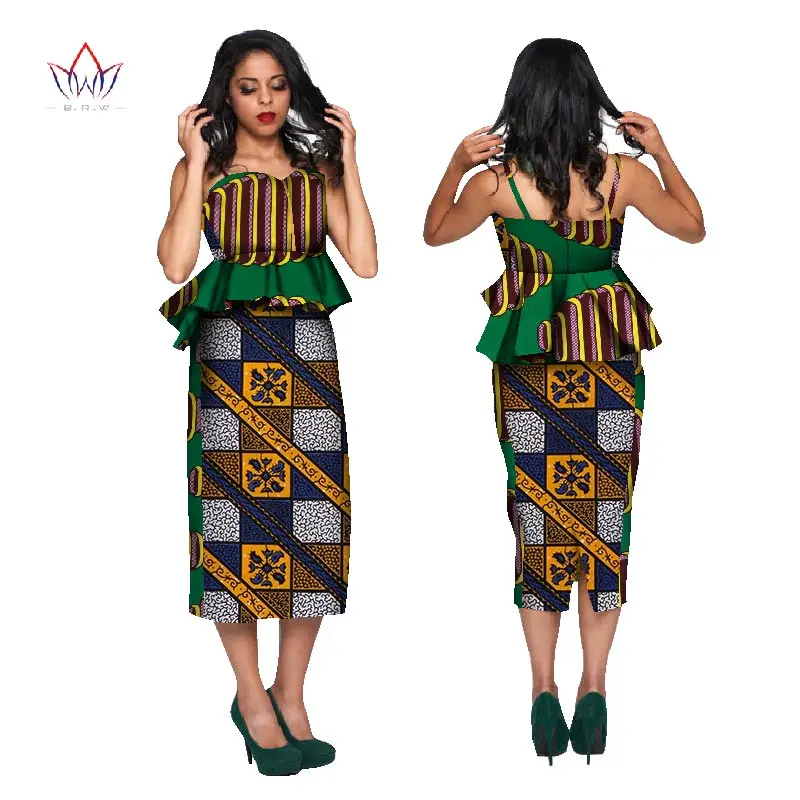 10 Африканская одежда Дашики Дамская одежда хлопок комплект из двух частей принт Базен без рукавов размера плюс 6xl Анкара платья WY1708 - Цвет: 10