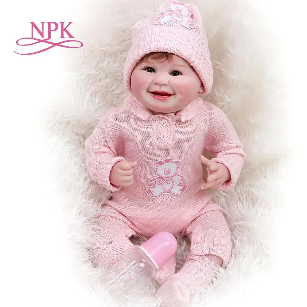 Кукла реборн NPK с мягким телом 55 см 100% кукла ручной работы улыбающимся лицом