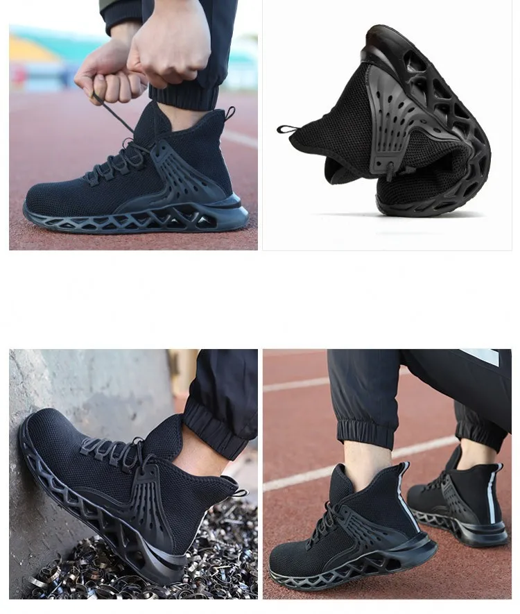 Мужская Рабочая обувь со стальным носком; Легкие дышащие уличные кроссовки; нескользящие ПРОКАЛЫВАЮЩИЕ защитные рабочие ботинки для мужчин