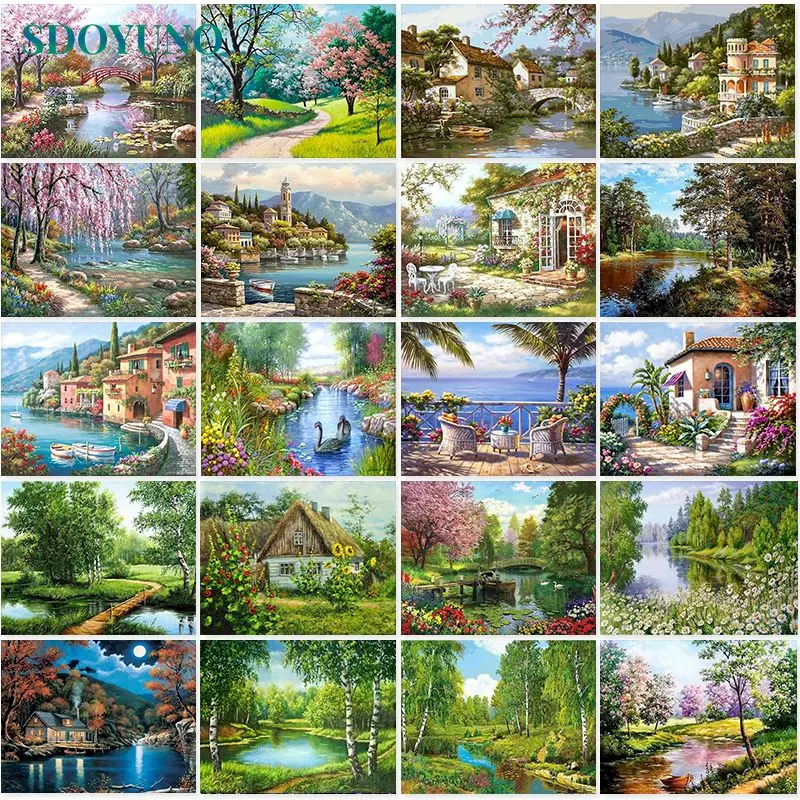 60x75cm Oil Painting By Numbers Kits DIY Paint For Landscape Home Decor Wall Art