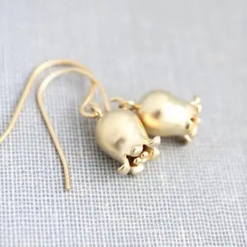 

GU-95 Lily of the Valley Earring Matte Gold Bell Flower Little Tulip Earrings for Women Female Small Drop Earrings Fashion