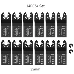 EcotsonDeco – ensemble de 14 lames de scie oscillantes pour le métal et le bois, outil multifonction à dégagement rapide, précision pour le bois et le métal 