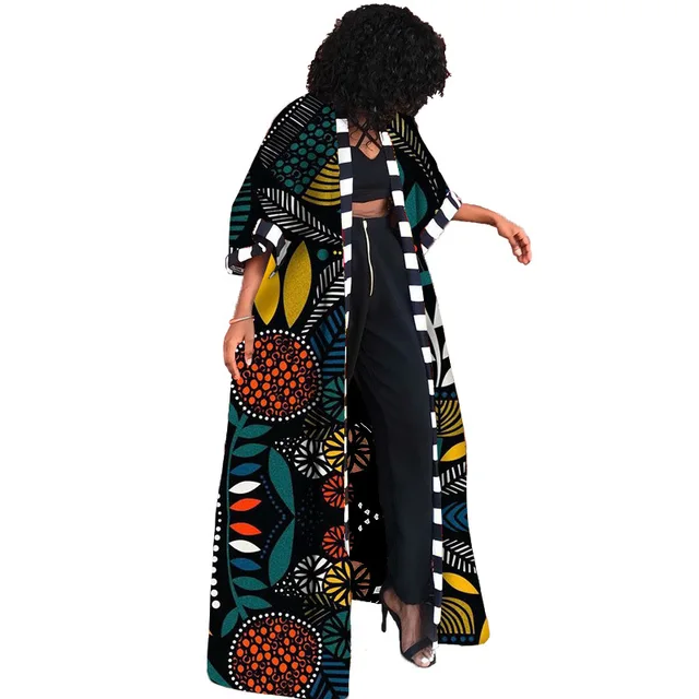 Africa clothes for women dashiki autumn winter african women printing long shirt cardigan coat dress