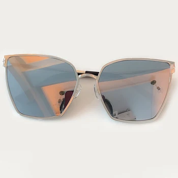 

2019 Fashion Mirror Sunglasses Women Men Vintage Cat Eye Metal Sun Glasses Frame For Female