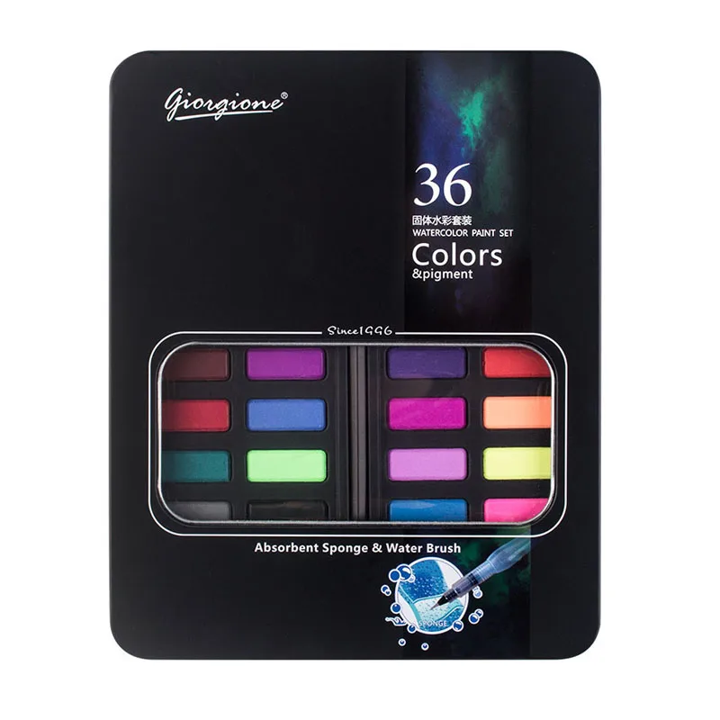 Water Color Paint Set 36 Color Watercolor with Brush Pen for Painting Drawing Coloring Art Supplies Solid Watercolor Paint Set