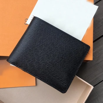 

Luxury design Women Wallet Genuine Leather Bifold Short Wallets Business Male Purse Pouch Multi-functional Cards Wallet With box