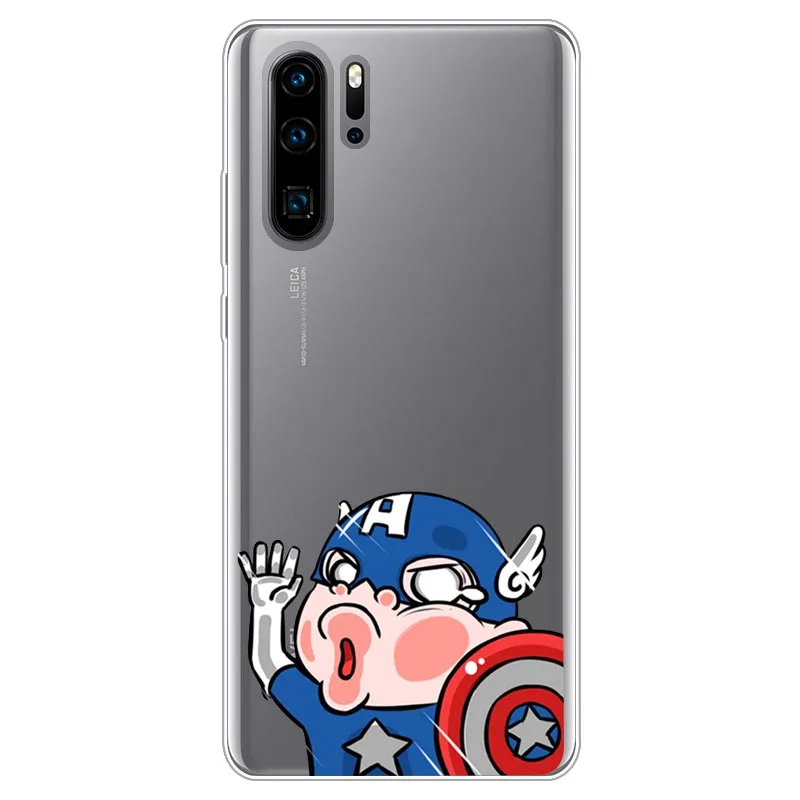Забавный силиконовый чехол для huawei P30 P20 P10 P9 Pro Lite Plus прозрачные мягкие полуобернутые Чехлы паук Дэдпул Железный человек Coque - Цвет: Color 10