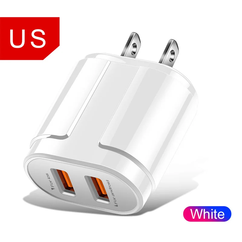 White US Plug Двойное зарядное устройство USB 5 В 2.4A Быстрая зарядка настенное зарядное устройство адаптер для iphone ipad samsung Xiaomi huawei зарядное устройство для мобильного телефона EU/UK/US Plug - Тип штекера: White US Plug