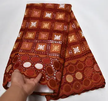 

Special Style African Swiss Voile Lace In Switzerland Holes Swiss Cotton Lace Fabric With Stones For Nigerian Daily Dress ES-956