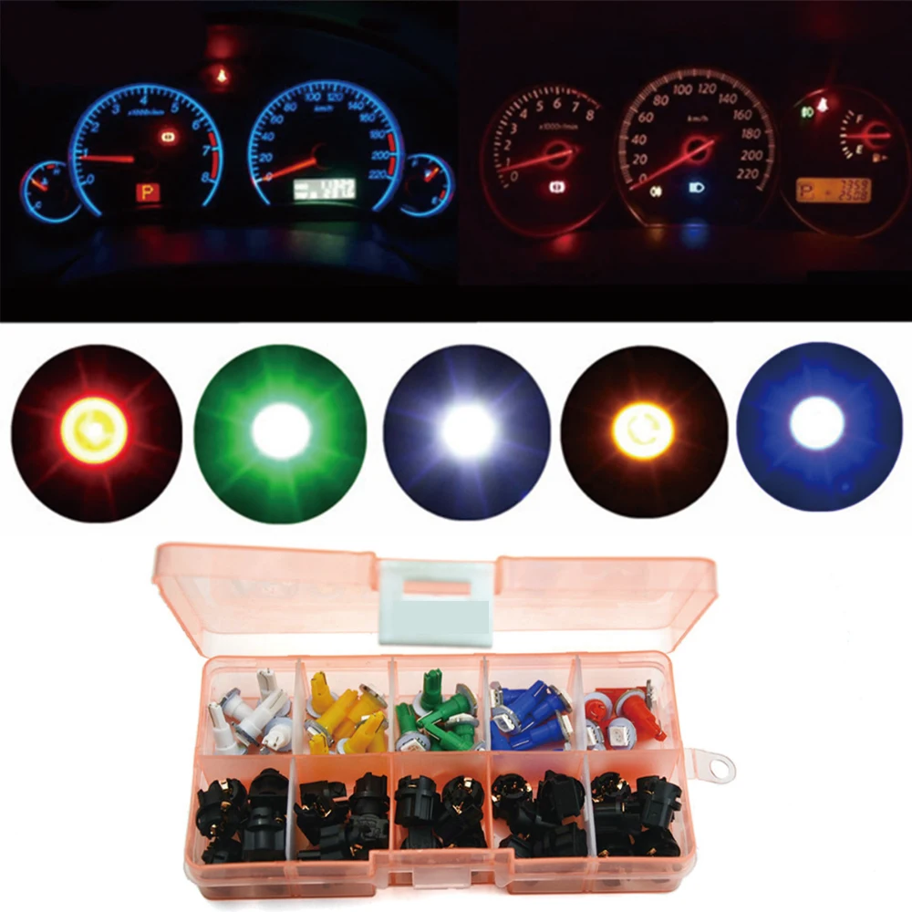 Green 10x PC74 T5 LED Twist Socket Instrument Panel Cluster Plug Dash Light Bulb