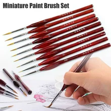 

9Pcs/Set Miniature Paint Brush Kit Professional Sable Hair Fine Detail Art Model Tools PUO88