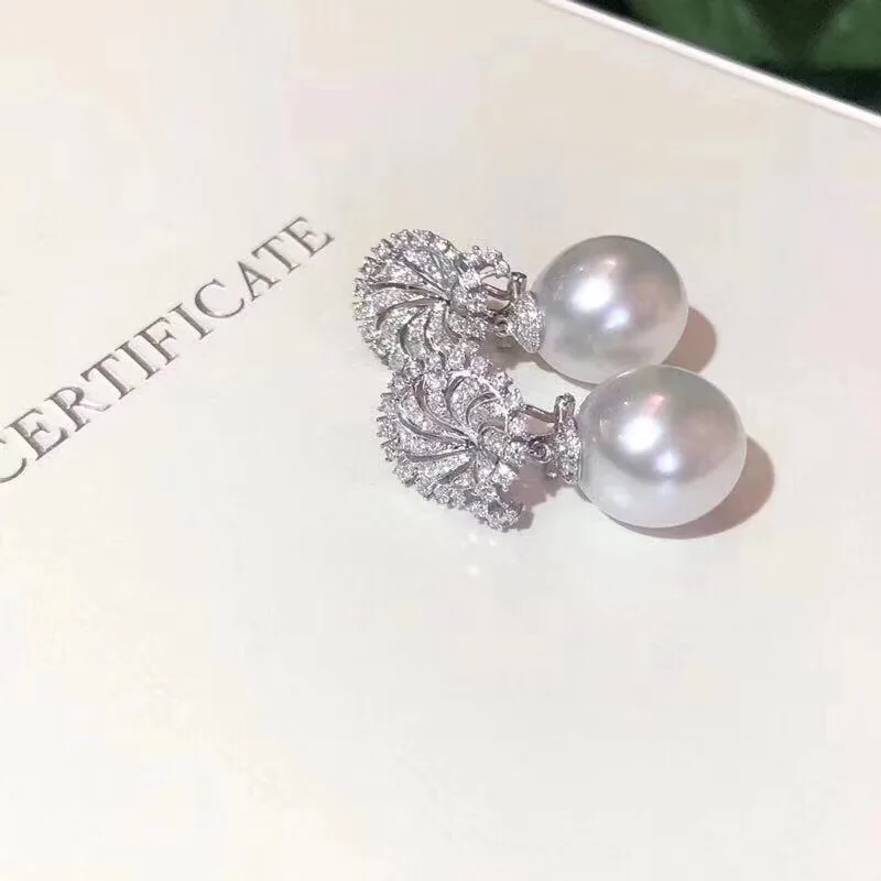 Чистое 925 пробы серебро, хорошее ювелирное изделие, пресная вода, белый цвет, 9-10 мм, круглый жемчуг, висячие серьги для женщин, прекрасные жемчужные серьги
