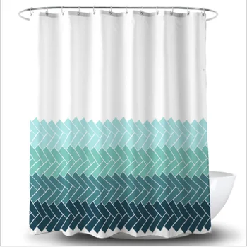 

Waterproof Shower Curtain Gradient Stripes Print for Bathroom Home Decoration Polyester Fabric Shower Curtains With 12 Hooks