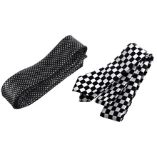 Мужской модный Повседневный тонкий узкий галстук, формальный галстук для свадебной вечеринки, 35(черный+ белый мелкий горошек) и мужской черно-белый клетчатый галстук