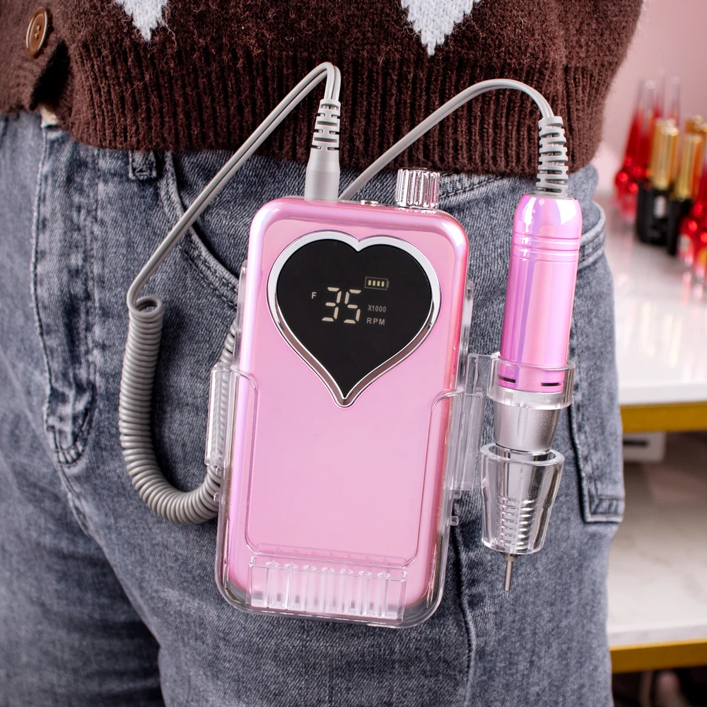 Professional Electric Manicure Nail Drill Machine 35000RPM Portable Rechargeable Cordless Efile For Acrylic Gel Nails Home Salon 6