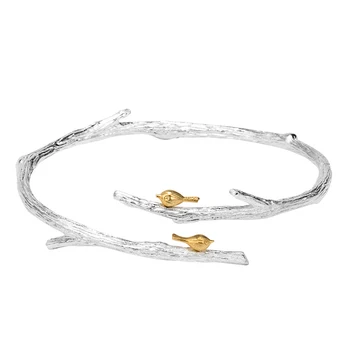 

Natural Handmade Fine Jewelry Bird on Branch Adjustable Bangle for Women