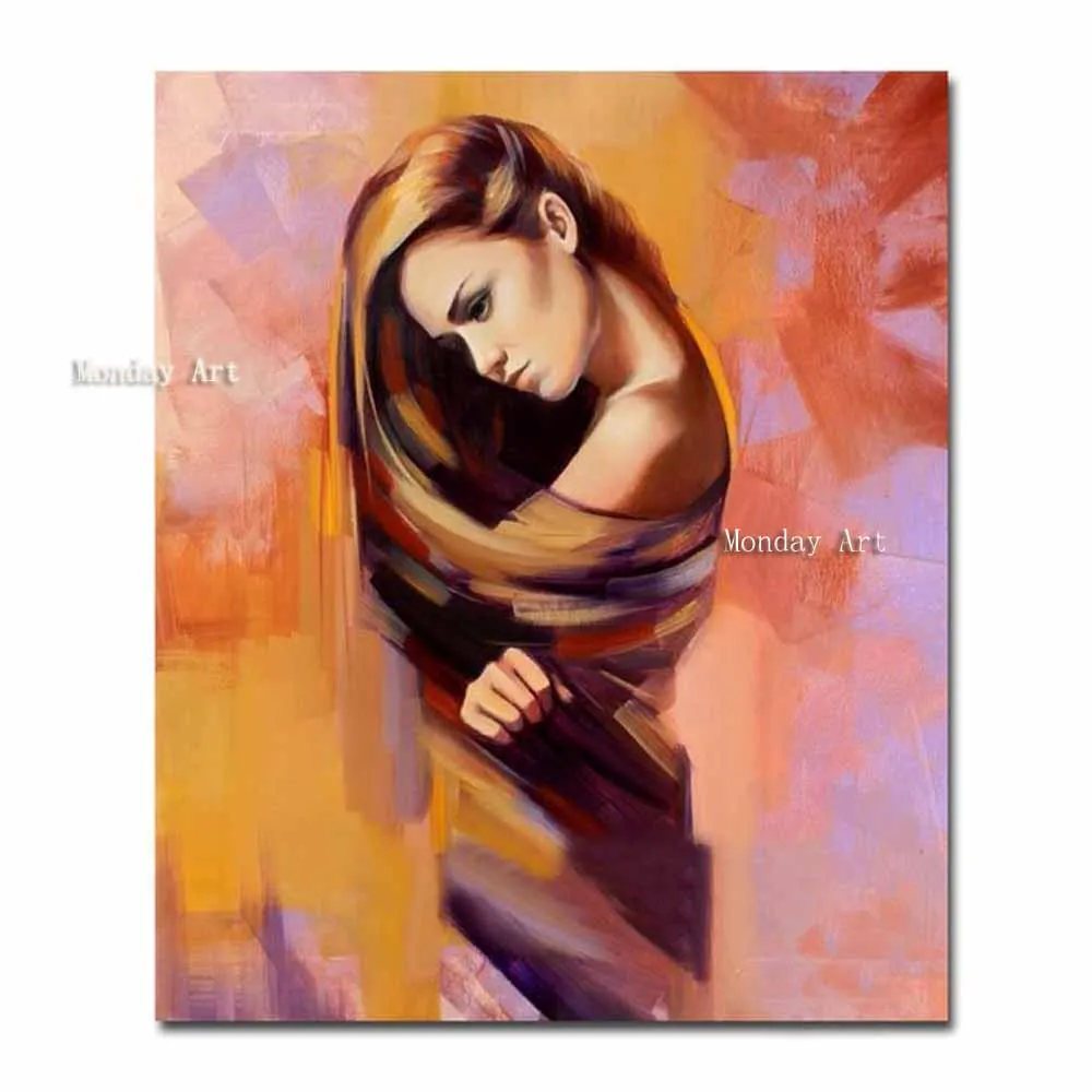 LMOP590 abstract modern nude girl portrait art hand painted oil painting canvas 