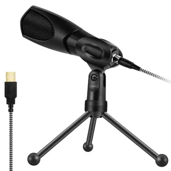 

USB Computer Microphone Plug and Play Home Studio Condenser Microphone With Tripod Stand For YouTube Games Podcasting Karaoke