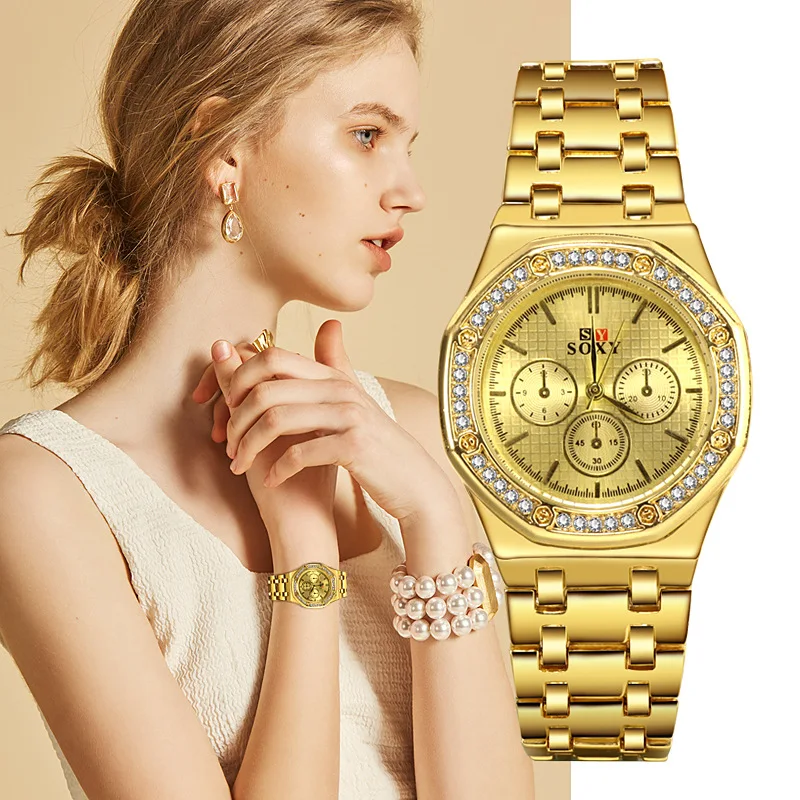 

Diamond Women Luxury Brand Watch 2019 Rhinestone Elegant Ladies Watches Gold Clock Wrist Watches For Women relogio feminino 2019