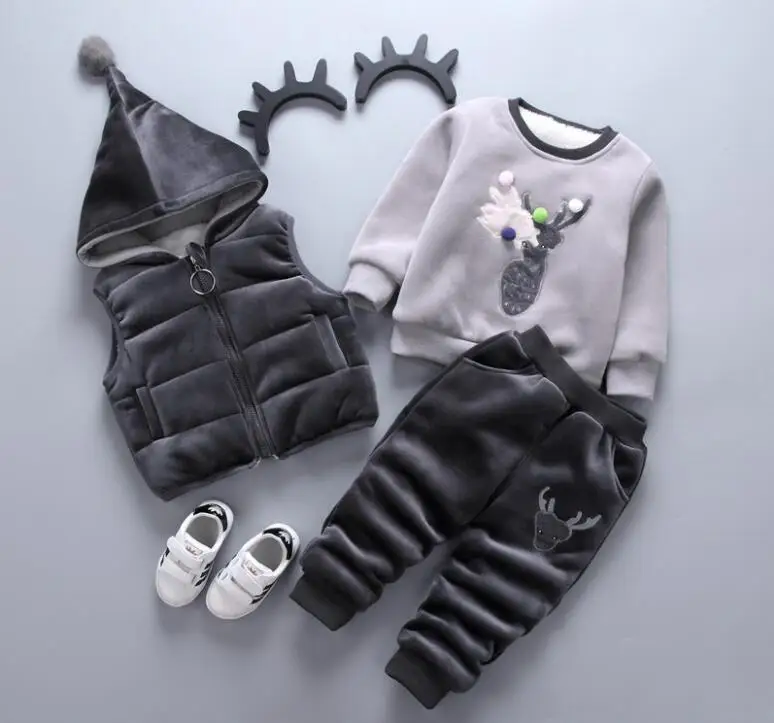

For Winter newborn infant boys girls baby clothes velvet tops pullover sweatshirt vest jacket pants outfits sport clothing sets