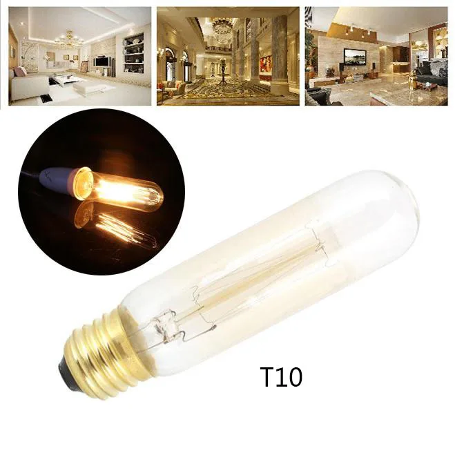 Многоцелевой E27 40W Ретро Вольфрамовая Лампа накаливания T10 AC220-240V Droplight