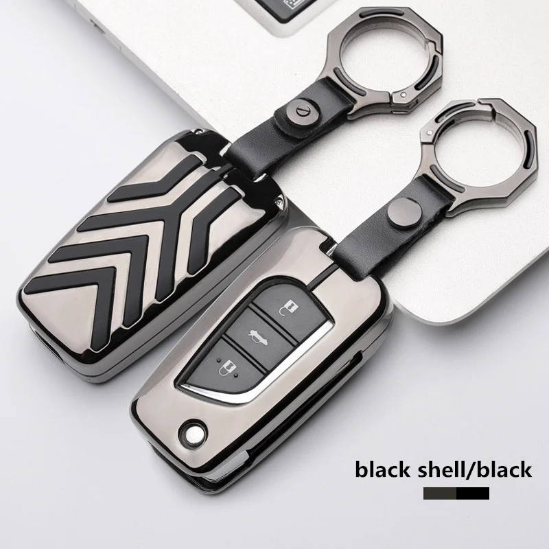 C-black black Чехол для ключей автомобиля из цинкового сплава для Toyota Crown Camry Corolla Avensis Verso Yaris Aygo Scion TC IM защитные аксессуары для стайлинга автомобилей - Название цвета: C-black black