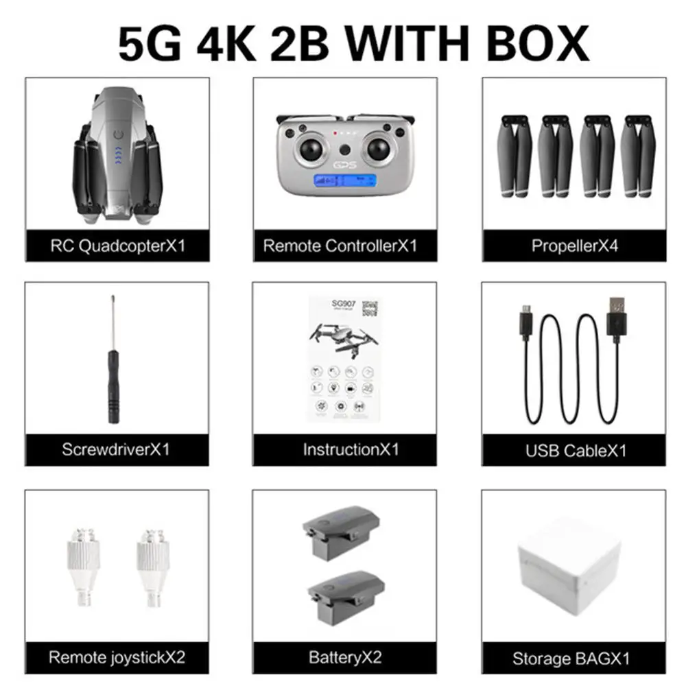 SG907 gps Дрон с 4K 1080P HD двойной камерой 5G Wifi RC Квадрокоптер оптическое позиционирование потока складной мини Дрон VS E520S E58 - Цвет: 4K 2battery Foam