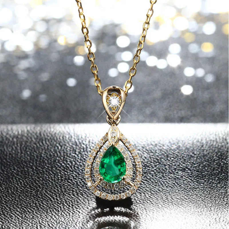 Bague Ringen, элегантное винтажное серебро 925, ювелирное изделие, в форме капли воды, драгоценный камень, кулон, изумруд, ожерелье для женщин, подарок на день матери