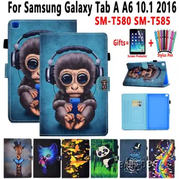 

Tablet Cover for Samsung Galaxy Tab A A6 10.1 2016 T580 T585 Smart Case Pu Leather Soft Shockproof Animal Flip Anti Slip Shell