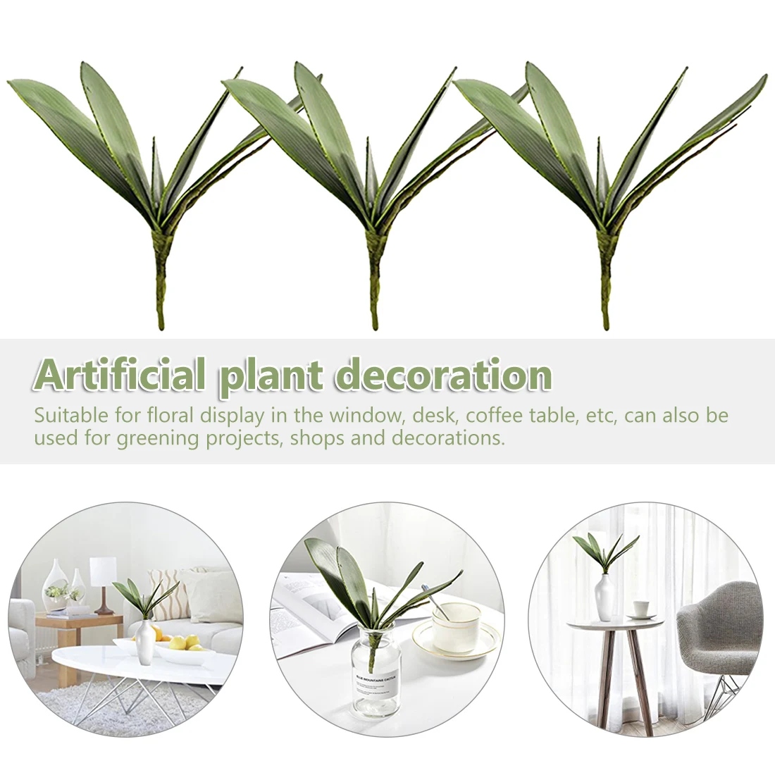 

DIY Phalaenopsis leaf artificial plant 5 green leaves Orchid decorative flowers material flower decoration shooting props