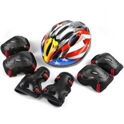 Portable Protective Skateboard Helmets Kit Children Skateboard Helmets Knee Wrist Guard Capacete De Skate Skateboarding