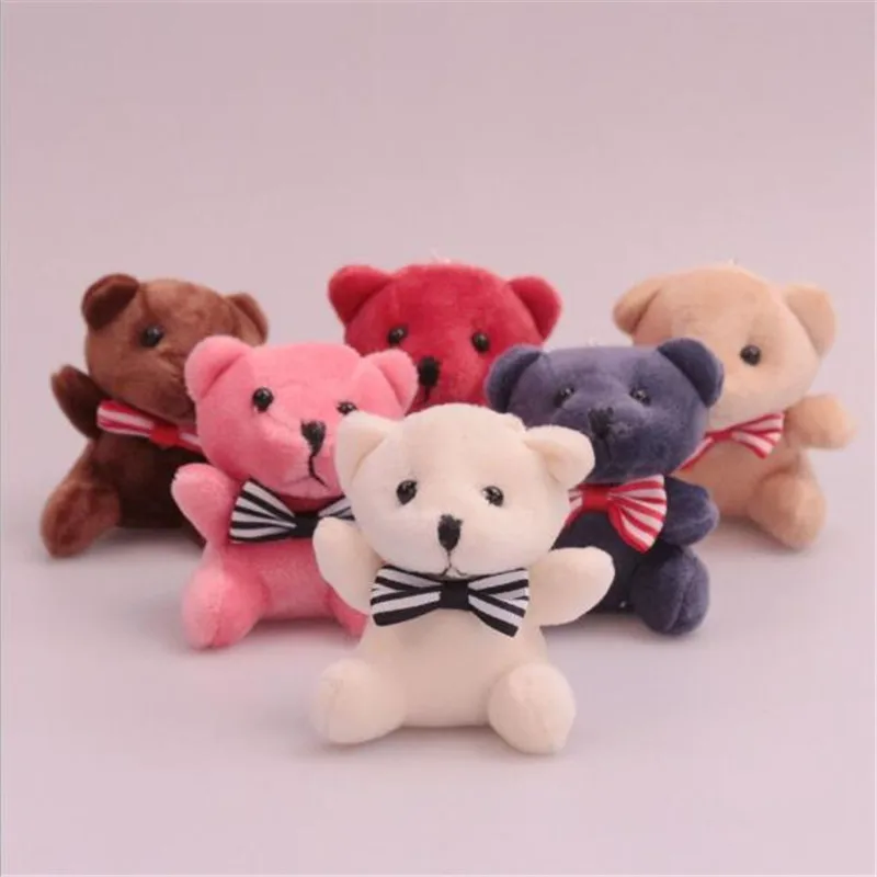 HANDANWEIRAN 1pcs Mini Bear Plush Toy Premium pp Cotton Filled Decorative Pendant Bag Bouquet Pendant Decoration 4