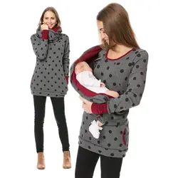 Женская одежда Новинка зимы для беременных платье с круглым вырезом и принтом платье для беременных с плюшем и утолщение с утепленной шеей