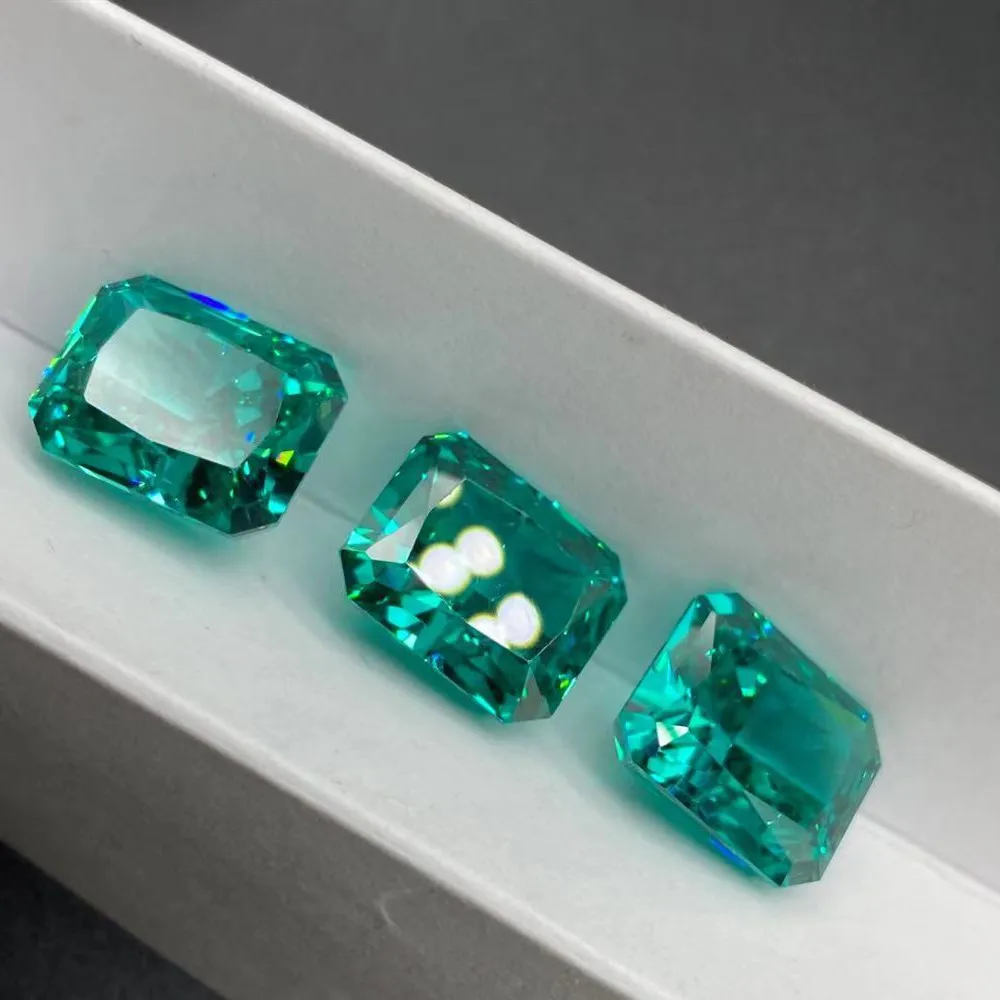 Paraiba Tourmaline Ice Flower Cut Rectangular Chamfer Gemstone Reddy Jewelry Accessories Naked Stone