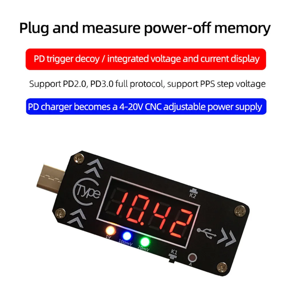 USB зарядка триггерное зарядное устройство Вольтметр Амперметр 5 В/9 В/12 В/15 В/20 в/PPS